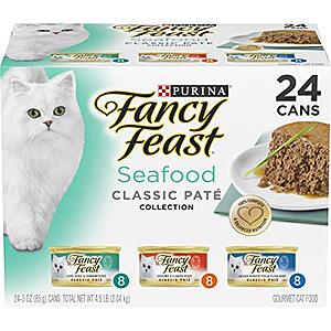 24-Ct 3oz Purina Fancy Feast Seafood Classic Pate Wet Cat Food Variety Pack $14.15 w/ Subscribe & Save
