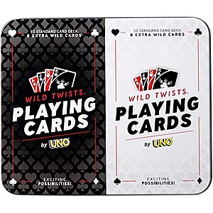 $4.53: 2-Pack Wild Twists 52-Card Playing Deck & 8 Special Wild Cards w/ Single Storage Tin