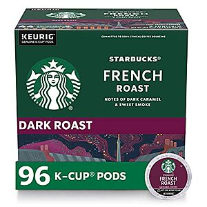 96-Count Starbucks French Roast Coffee K-Cups $37.30 & More w/ S&S + Free S&H