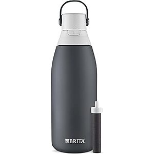$32.38: Brita Stainless Steel Premium Filtering Water Bottle, Carbon, 32 oz. - Amazon