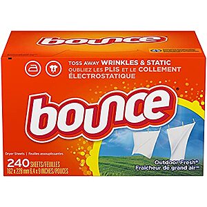 $7.45 /w S&S: 240-Count Bounce Fabric Softener Dryer Sheets (Outdoor Fresh) + $2.20 promotional credit at Amazon