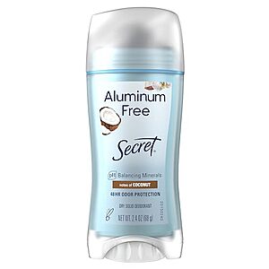 $10.92 w/ S&S: Secret Aluminum Free Deodorant for Women, Coconut, 2.4 oz (Pack of 3)