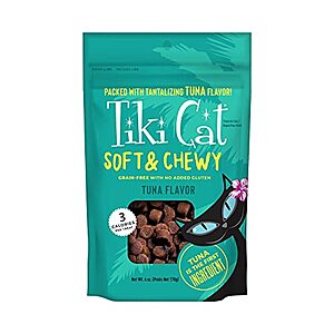 $3.41 w/ S&S: Tiki Cat Soft & Chewy Treats, Tuna Flavor, 6 oz Pouch