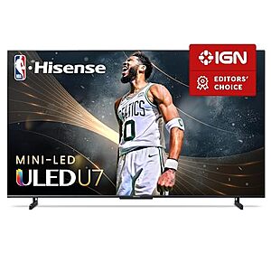 $678.00: 65" Hisense U7K Series 4K UHD Mini-LED QLED HDR Google Smart TV + NBA GC