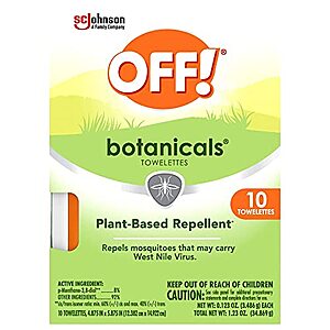 $4.41 w/ S&S: OFF! Botanicals Insect Repellent Wipes, 10 Count