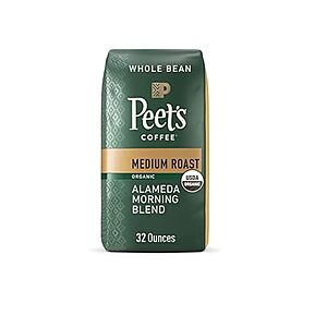 $14.12: Peet's Coffee, Medium Roast Whole Bean Coffee, Organic Alameda Morning Blend, 32 Ounce Bag