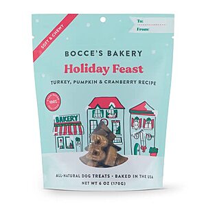 $2.40 w/ S&S: Bocce's Bakery Holiday Feast Recipe Treats for Dogs, Pumpkin & Cranberry, 6 oz