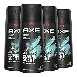 $11.29 w/ S&S: AXE Apollo Body Spray Deodorant, Sage & Cedarwood, 4 Ounce (Pack of 4)