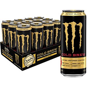 [S&S] $14.96: Monster Energy Java Nitro Cold Brew Sweet Black, Coffee + Energy Drink, 13.5 Ounce Liquid (pack of 12)