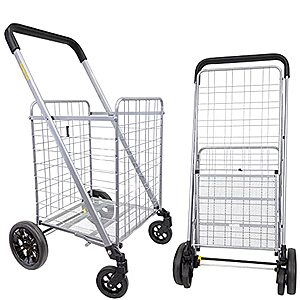$32.63: dbest products Cruiser Cart Deluxe 2 Shopping Grocery Rolling Folding Laundry Basket on Wheels