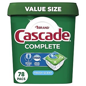 [S&S] $13.04: 78-Count Cascade Complete ActionPacs Dishwasher Pods (Fresh Scent)
