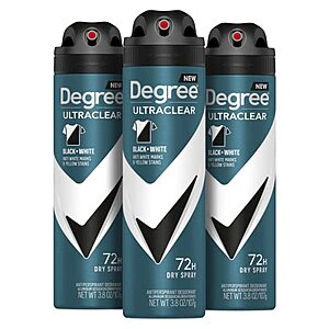 [S&S] $10.50: 3-Pack 3.8-Oz Degree Men Antiperspirant Deodorant Dry Spray Black + White