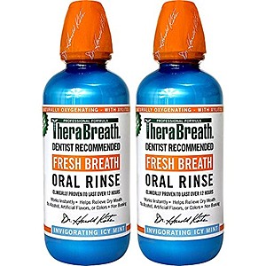 TheraBreath Fresh Breath Oral Rinse, Icy Mint, 16 Ounce Bottle (Pack of 2) $10.83