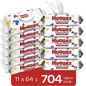 704-Count Huggies Simply Clean Fragrance-Free Baby Diaper Wipes $10.50 w/ Subscribe & Save
