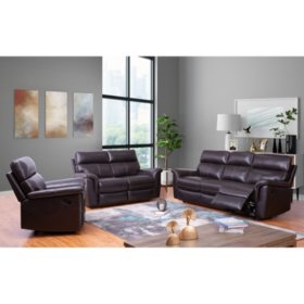 Franklin Top-Grain Leather 3-Piece Reclining Sofa, Loveseat and Chair Set @ Sams Club FREE SHIPPING $1999.00