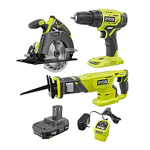RYOBI ONE+ 18V Lithium-Ion Cordless 3-Tool Combo Kit w/ 1.5 Ah Battery & Charger $109 & More + Free Shipping