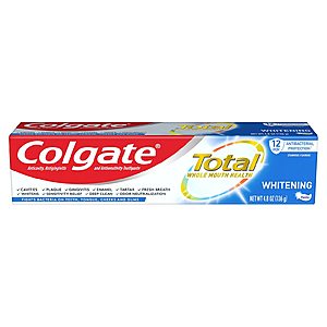 Colgate Toothpaste (Select 4.8oz Total or 6.0oz Optic White) + $4 Walgreens Cash 2 for $4 + Free Store Pickup Orders $10+