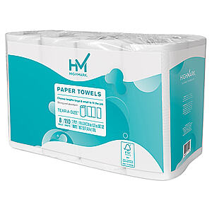 OFFICE DEPOT: Highmark® Tear-A-Size® Kitchen 2-Ply Paper Towels, 5", 110 Sheets Per Roll, Pack Of 8 Rolls  $8 with $1.60-$2 back in rewards Sub/Save Shipped + MORE