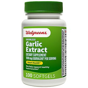 Walgreens w $10 Min Pick Up: Odorless Garlic Extract 1000mg 100.0ea  OR Melatonin 3 mg Tablets 60.0ea TWO Bottles for $2.40 ac and after Digitals and BOGO