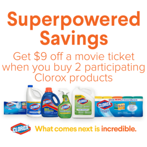 SAMS CLUB: get a $9 Fandango Voucher to see Incredibles 2 when you buy 2 qualifying CLOROX items by 7/31