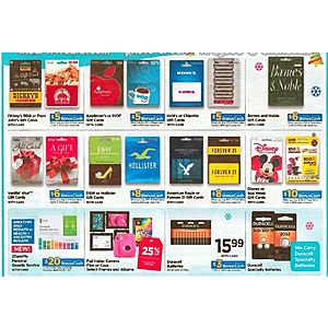 Rite Aid B&M Gift Card Deals 11/25-12/1 Over 12 to choose from, varying amounts with Bonus Cash back Lim 2 per grouping