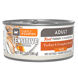 Petsmart.com w/free store pick up: Select SIMPLY NOURISH Wet Cat Food (reg/sensitive) 27c ea (reg $1.09) a can, Meal Toppers (appetizer, add too food) 67c (reg $1.09)