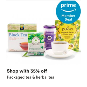 Whole Foods Prime Member Deal: 35% Off Packaged and Herbal Tea with App. Limit 20