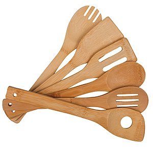 Organic Bamboo Utensil Set,Wooden Cooking Spoons and Spatulas,Antimicrobial Kitchen Tools,Perfect for Nonstick Pan and Cookware,Natural Tuners $4.19