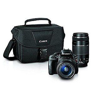 Prime Members: Canon EOS Rebel SL1 Digital SLR with 18-55mm STM + 75-300mm f/4-5.6 III Lens Bundle $429