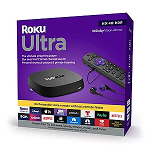 Roku Ultra 2022 4K/HDR/Dolby Vision Streaming Device + Roku Voice Remote Pro $68.85 + Free Shipping