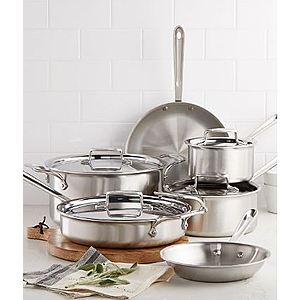 10-Piece All-Clad D5 Stainless Steel Cookware Set + 15" Oval Baker  $483 + Free Shipping