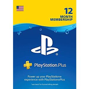 12-Month PlayStation Plus Membership (Digital Code/Delivery) $39.79