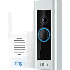Ring - Video Doorbell Pro , Free Echo Show 5 and Chime Pro Bundle - Satin Nickel $169.99