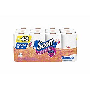 Scott ComfortPlus Toilet Paper, 24 Double Rolls, Bath Tissue $9.98