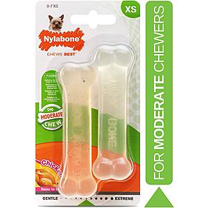 2-Count Nylabone FlexiChew Bone Dog Chew Toys (Chicken & Original, X-Small) $1.60 w/ S&S + Free Shipping w/ Prime or $25+
