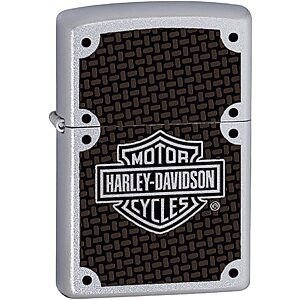 Zippo Harley-Davidson Pocket Lighter (Satin Chrome Carbon Fiber) $13.60 & More
