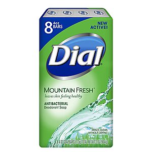 8-Count 4-Oz Dial Antibacterial Bar Soap (Mountain Fresh) $3.70 w/ S&S + Free Shipping w/ Prime or $25+