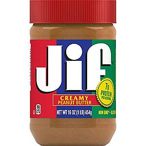 3-Pack 16-Oz Jif Creamy Peanut Butter $5.80 w/ Subscribe & Save