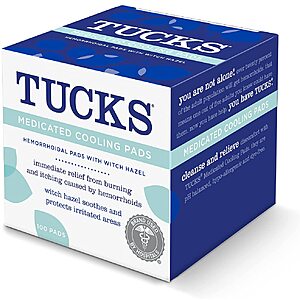 100-Count Tucks Medicated Cooling Pads (Hemorrhoid Relief) $3.80 w/ S&S + Free S&H w/ Prime or $25+