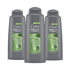 3-Count 20.4-Oz Dove Men+Care 2 in 1 Shampoo and Conditioner (Lime + Cedarwood) $10.70 w/ S&S + Free S&H w/ Prime or $25+