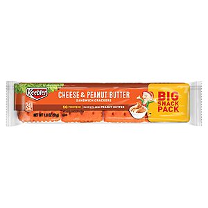 2-Count 1.8-Oz Big Snack Pack Keebler Sandwich Crackers Cheese and Peanut Butter $0.80 + SD Cashback + Free Shipping