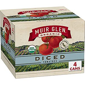 4-Pack 14.5-Oz Muir Glen Organic Diced Tomatoes $3.65 w/ S&S + Free S&H w/ Prime or $25+