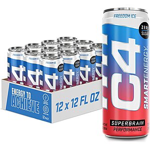 12-Pack 12-Oz C4 Smart Energy Drink (Freedom Ice) $11.95 w/ S&S + Free S&H w/ Prime or $25+