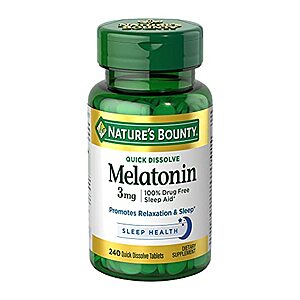 240-Count Nature’s Bounty Melatonin Quick Dissolve Tablets (3mg) $5.60 w/ S&S + Free S&H w/ Prime or $25+
