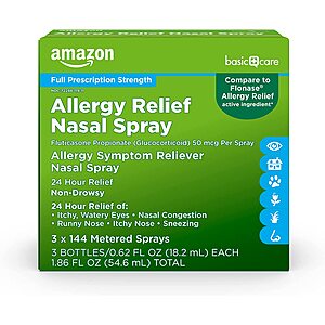 3-Pack 144-Sprays Amazon Basic Care 24-Hour Allergy Relief Nasal Spray Non-Drowsy Medication $11.40 w/ S&S + Free Shipping w/ Prime or $25+
