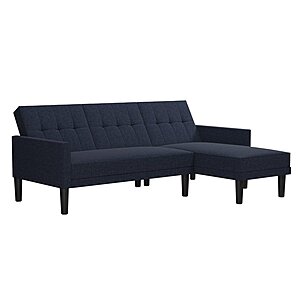 DHP Hudson Small Space Sectional Sofa Futon (Blue Linen) $245 + Free Shipping