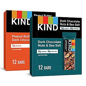 24-Count 1.4-Oz KIND Nut Bars Dark Chocolate Variety (Dark Chocolate Nuts and Sea Salt, Peanut Butter Dark Chocolate) $16 w/ S&S + Free Shipping w/ Prime or on $25+