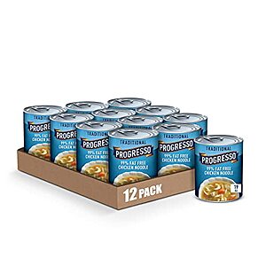 12-Pack 19-Oz Progresso Traditional 99% Fat Free Chicken Noodle Soup $15.05 w/ S&S + Free Shipping w/ Prime or on $25+