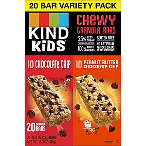 20-Count 0.81-Oz KIND KIDS Chewy Granola Bars Variety Pack (Chocolate Chip and Peanut Butter Chocolate Chip) $8.50 w/ S&S + Free S&H w/ Prime or $25+