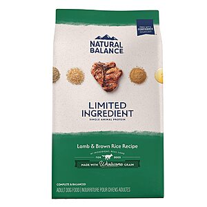 24-Lbs Natural Balance Limited Ingredient Adult Dry Dog Food (Lamb & Brown Rice Recipe) $40.15 w/ S&S + Free Shipping